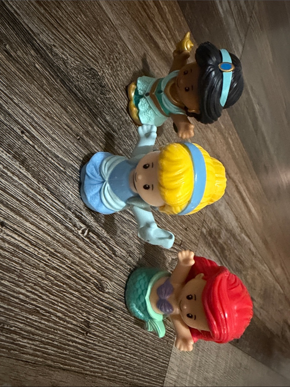 Fisher-Price Trio of Princess & Mermaid Figures in Blue, Yellow, Red